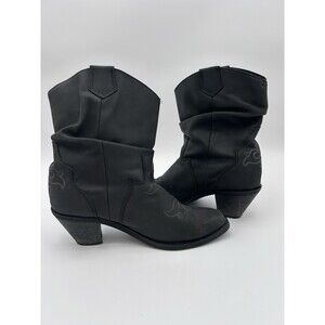 Santa Fe Boot Co Women’s 8 Black Slouch Boots Heels Embroidered Western